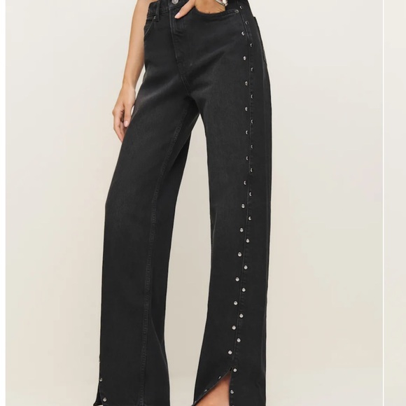 Reformation Cary Studded High Waist Slouchy Wide Leg Jeans - Picture 3 of 8